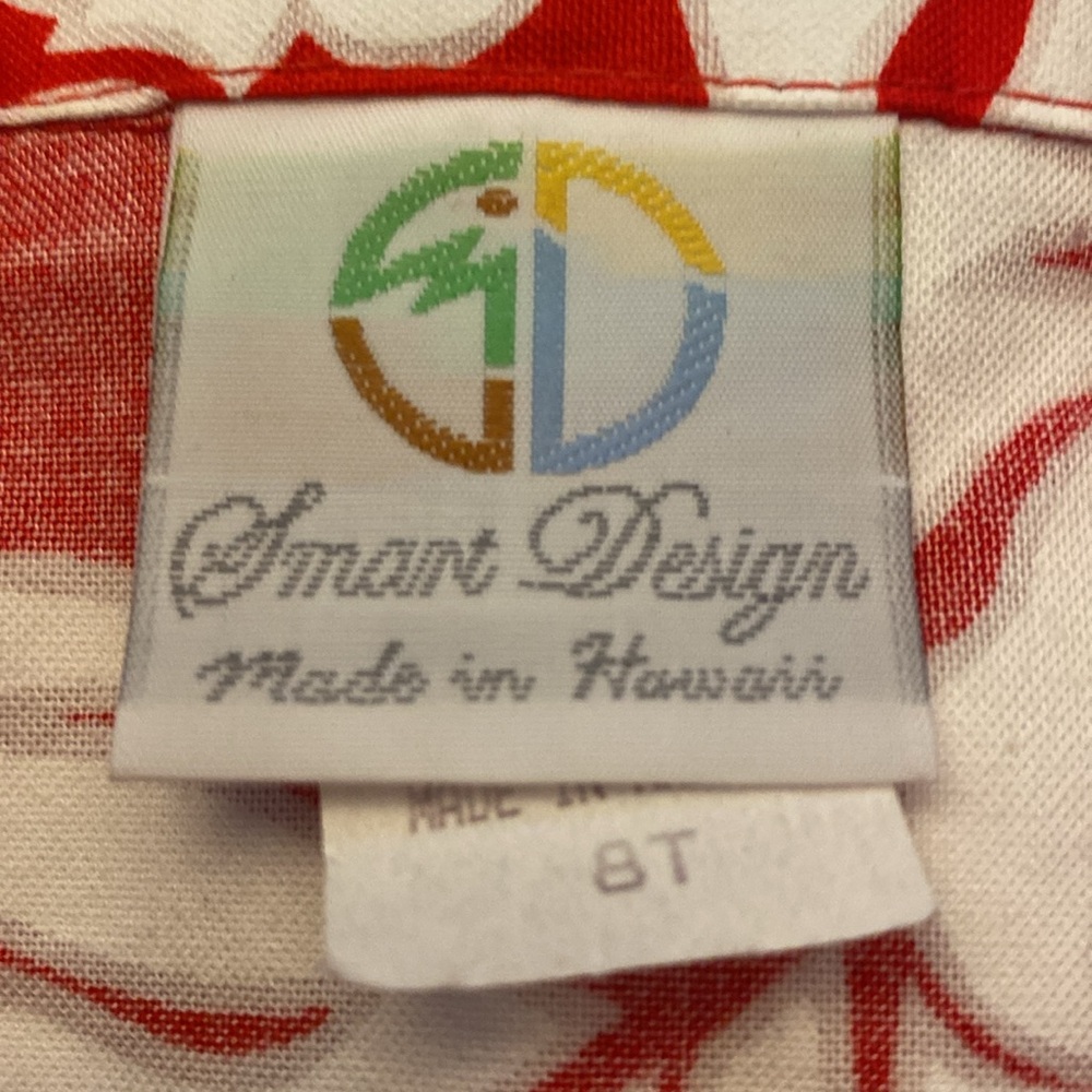 Smart Design Made in Hawaii 100% Cotton Red Aloha Shirt White Hibiscus Print - 8 - Picture 3 of 6